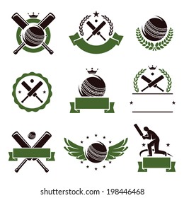 Cricket and soccer labels and icons set. Vector