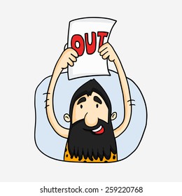 Conceito de esporte de críquete com ilustração de caveman mostrando no jogo.