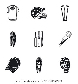 Cricket sport icon set. Simple set of 9 cricket sport vector icons for web design isolated on white background
