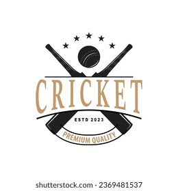 Plantilla de Ilustrador de vectores de diseño de logotipo deportivo de cricket