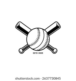 Cricket sport, stick crossed and ball 