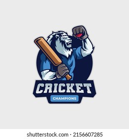 Plantilla de diseño del logotipo del equipo deportivo de cricket Sport Team Club, logotipo de la mascota del equipo.