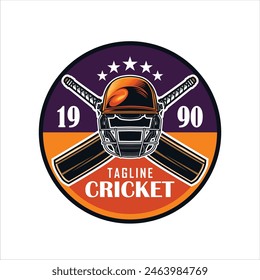 Cricket sport team logo vector illustration