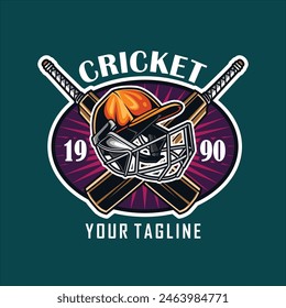 Cricket sport team logo vector illustration