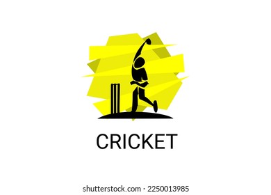 Cricket sport vector line icon. an athlete playing cricket. sport pictogram, vector illustration.