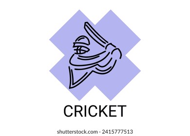 cricket sport vector line icon. an athlete playing baseball. sport pictogram, vector illustration.

