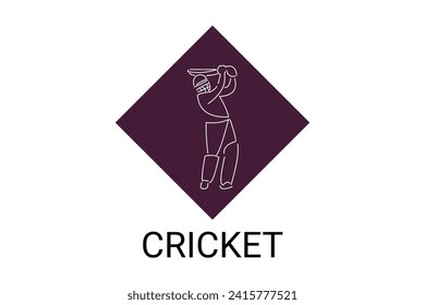 cricket sport vector line icon. an athlete playing baseball. sport pictogram, vector illustration.

