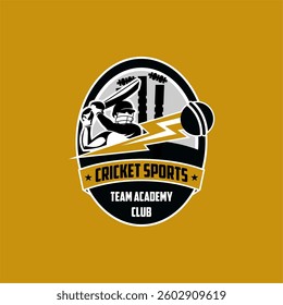 Cricket Sports Academy Team Club Logo Template 