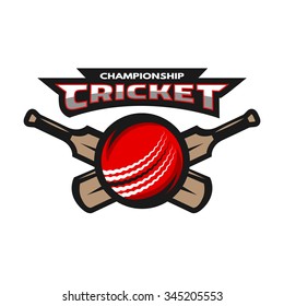 Cricket sports label, badge, emblem The ball and bat.