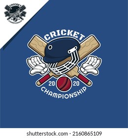 cricket sports logo, equipment cartoon illustration