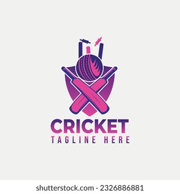 Diseño de vectores con logotipo deportivo de cricket 