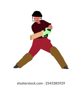 cricket sports person illustration element is hitting with a cricket bat