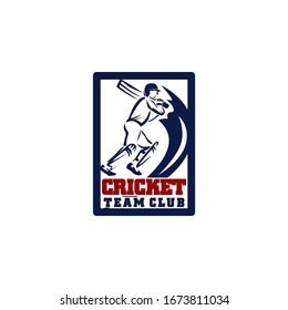 Cricket Sports Team Club Logo Design Template Vector