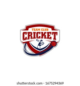 Cricket Sports Team Club Logo Design Template Vector