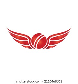 Cricket sports vector logo design template. Cricket ball with wings icon design.	