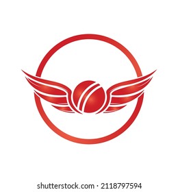 Cricket sports vector logo design template. Cricket ball with wings icon design.	