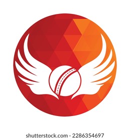 Cricket sports vector logo design template. Cricket ball with wings icon design.