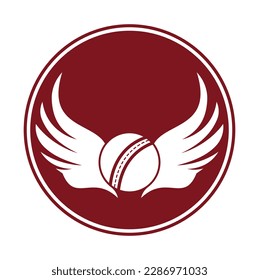 Cricket sports vector logo design template. Cricket ball with wings icon design.