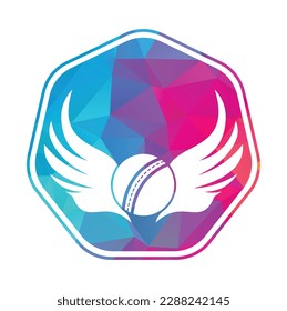 Cricket sports vector logo design template. Cricket ball with wings icon design.