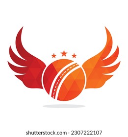 Cricket sports vector logo design template. Cricket ball with wings icon design.