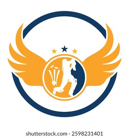 Cricket sports vector logo design template. Cricket ball with wings icon design.