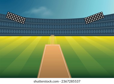 cricket stadium with audience vector background 