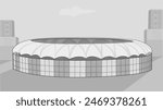 Cricket Stadium Exterior view line art  View of Beautiful International Cricket ground Vector illustration