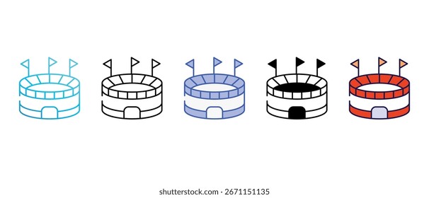 Design de ícone de estádio de críquete com fundo branco ilustração stock