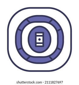 Icono del estadio de cricket. Contorno de negrita editable con diseño de relleno de color. Ilustración vectorial.