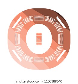 Cricket stadium icon. Flat color design. Vector illustration.
