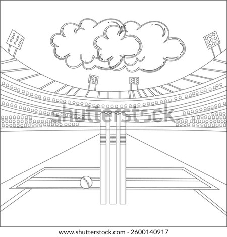 Cricket Stadium Line Art Vector Illustration on white background.
Cricket stadium line drawing illustration vector. cricket stadium artwork drawing vector.