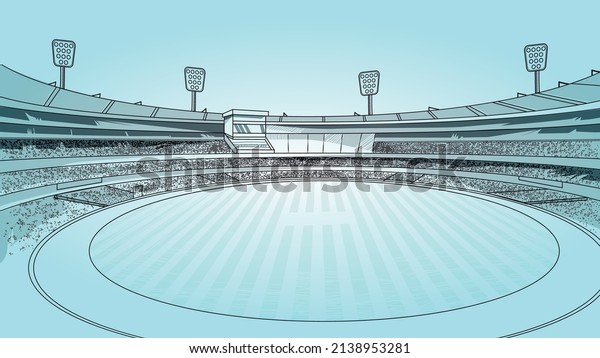 Cricket stadium line drawing illustration vector.\
Football stadium sketch\
vector.