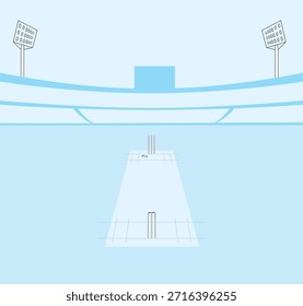 Ilustración vectorial del estadio de cricket, Dibujo de la mano de la línea de arte del campo de cricket, Sketch patio de recreo, Estadio de cricket con ariete, Estadio de cricket Grande, Diseño de Vector deportivo.