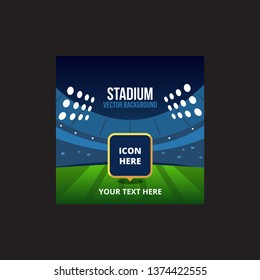 Cricket Stadium Vector, Night View Cricket Stadium