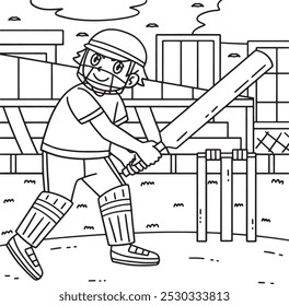 Cricket Striker Getting Ready Coloring Page 