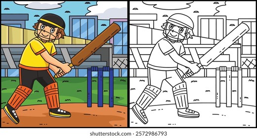 Cricket Striker Getting Ready Illustration