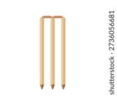 Cricket stump flat vector design isolated on white background