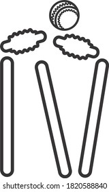 Cricket stumps and bails hit by a ball Icon. Stumping Sign, symbol.