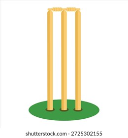 Críquete Stumps and Bails Vetor Ilustração isolada no fundo branco - Classic Wicket Sports Equipment Design para Jogos de Críquete, Gráficos de Estádio, Conceitos de Treinamento e Marcas Esportivas