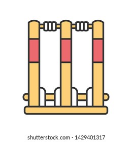 Cricket stumps color icon. Cricket wicket. Gate in game. Three vertical posts with bails. Sport playground equipment. Bat and ball team game. Outdoor sports activity. Isolated vector illustration