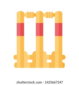 Cricket stumps flat design long shadow color icon. Cricket wicket. Gate in game. Three vertical posts with bails. Sport playground equipment. Outdoor sports activity. Vector silhouette illustration