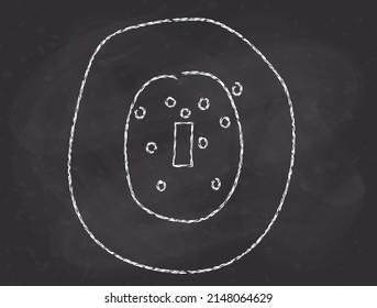 Cricket tactic board. Hand drawn strategy game plan on black chalkboard. Coach learning instructions for team players. Vector illustration. Top view sport field. Sport scheme 