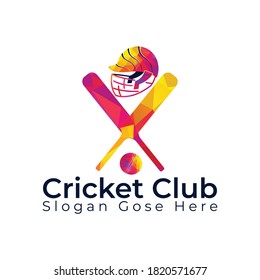 Cricket Team vector logo design. Cricket vector with elements of bat ball helmet design.