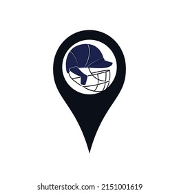 Cricket team vector logo design. Cricket gps locator logo concept. modern sport emblem. vector illustration.