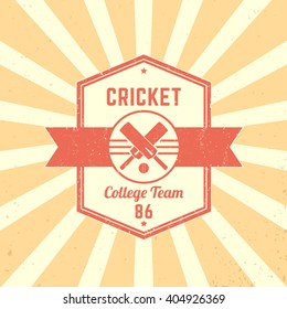 Cricket team vintage logo, badge, cricket emblem, vector illustration