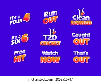 Cricket Theme Font Collection On Blue Background.