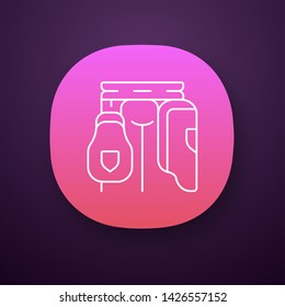Cricket thigh guard app icon. Body protection for batsman. Sports protective gear. Athletics securing equipment. UI/UX user interface. Web or mobile application. Vector isolated illustration