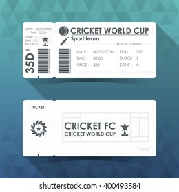 Cricket ticket card design. Vector illustration.