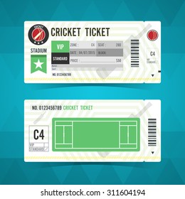 Cricket ticket card modern design. Vector illustration