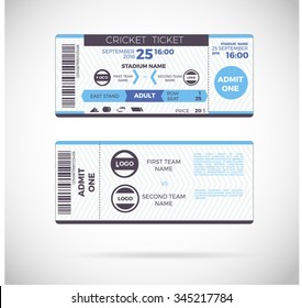 cricket ticket card modern design template. Vector illustration